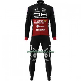 Fietskleding (Fietsshirt Lange Mouw + Lange Koersbroek) Drone Hopper 2022 Androni Giocattoli - Rood Zwart